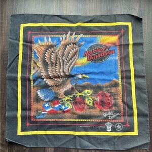 Vintage Harley Davidson Bandana – Eagle & Roses – Made in USA 🇺🇸